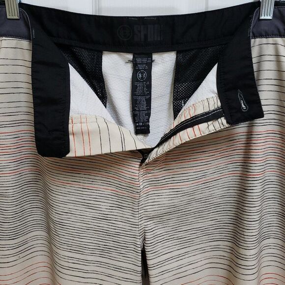 SPDR Mens XL Tan Gray Striped Flat Front Golf Shorts Pockets Casual - Picture 4 of 10